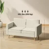 HOMCOM Sofá de 2 Lugares Sofá Estofado em Linho Sintético Sofá Sala de Estar com Apoio para os Braços e Pés de Madeira Sofá Pequeno Carga 250 kg 138,5x70x75 cm Creme