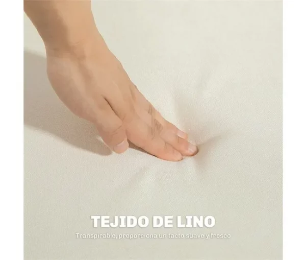 HOMCOM Sofá de 2 Lugares Sofá Estofado em Linho Sintético Sofá Sala de Estar com Apoio para os Braços e Pés de Madeira Sofá Pequeno Carga 250 kg 138,5x70x75 cm Creme