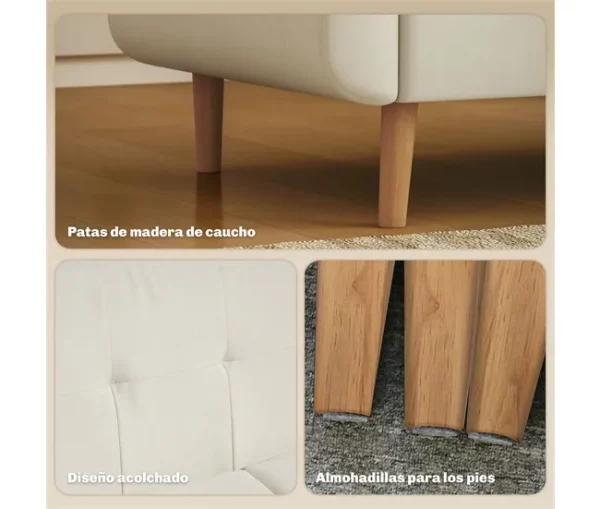 HOMCOM Sofá de 2 Lugares Sofá Estofado em Linho Sintético Sofá Sala de Estar com Apoio para os Braços e Pés de Madeira Sofá Pequeno Carga 250 kg 138,5x70x75 cm Creme