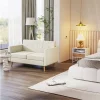 HOMCOM Sofá de 2 Lugares Sofá Estofado em Linho Sintético Sofá Sala de Estar com Apoio para os Braços e Pés de Madeira Sofá Pequeno Carga 250 kg 138,5x70x75 cm Creme