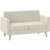 HOMCOM Sofá de 2 Lugares Sofá Estofado em Linho Sintético Sofá Sala de Estar com Apoio para os Braços e Pés de Madeira Sofá Pequeno Carga 250 kg 138,5x70x75 cm Creme