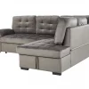 Sofá-cama de canto em veludo cinzento à esquerda VARNAMO