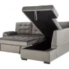 Sofá-cama de canto em veludo cinzento à esquerda VARNAMO