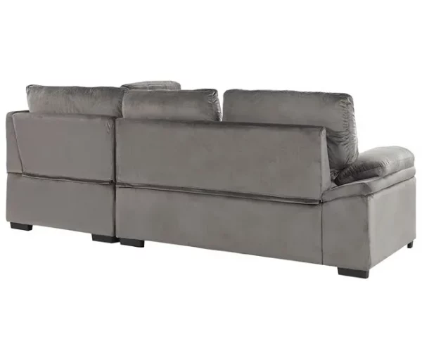 Sofá-cama de canto em veludo cinzento à esquerda VARNAMO