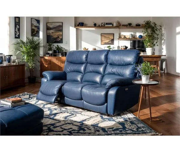 Sofá relaxante elétrico de 3 lugares ESPRIT cor azul