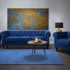 Set Sofa Sessel CHESTERFIELD kobaltblau Samtstoff CH
