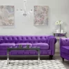 Set Sofa Sessel CHESTERFIELD violett Samtstoff CH
