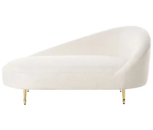 Chaise-longue em tecido bouclé branco-creme à direita VALREAS