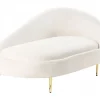 Chaise-longue em tecido bouclé branco-creme à direita VALREAS