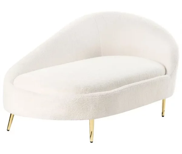 Chaise-longue em tecido bouclé branco-creme à direita VALREAS