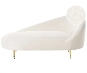 Chaise-longue em tecido bouclé branco-creme à direita VALREAS