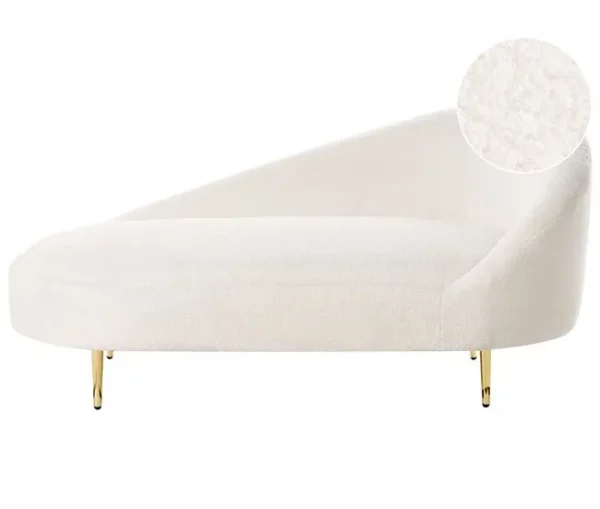 Chaise-longue em tecido bouclé branco-creme à direita VALREAS