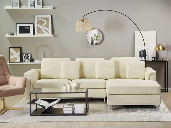 Sofa Ecksofa L OSLO BEIGE ohne Ottomane CH.
