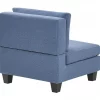 Sofá de canto modular 4 lugares em tecido azul à direita UNSTAD