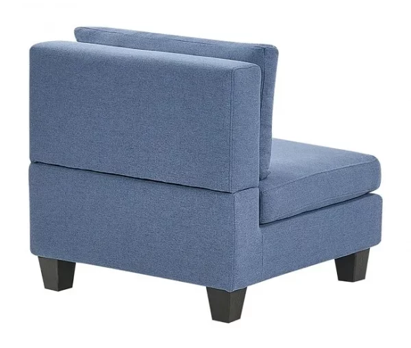 Sofá de canto modular 4 lugares em tecido azul à direita UNSTAD