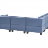 Sofá de canto modular 4 lugares em tecido azul à direita UNSTAD