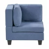 Sofá de canto modular 4 lugares em tecido azul à direita UNSTAD