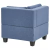Sofá de canto modular 4 lugares em tecido azul à direita UNSTAD