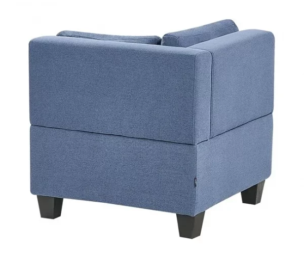 Sofá de canto modular 4 lugares em tecido azul à direita UNSTAD