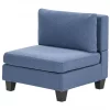 Sofá de canto modular 4 lugares em tecido azul à direita UNSTAD