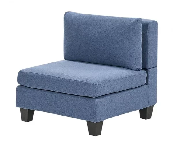 Sofá de canto modular 4 lugares em tecido azul à direita UNSTAD