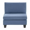 Sofá de canto modular 4 lugares em tecido azul à direita UNSTAD