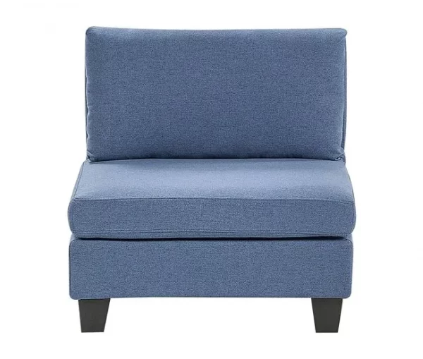 Sofá de canto modular 4 lugares em tecido azul à direita UNSTAD