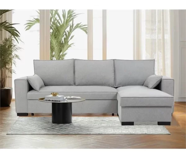 Chaise longue com cama MARLON reversível 3 lugares cinza
