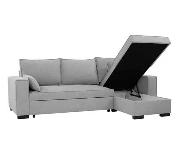 Chaise longue com cama MARLON reversível 3 lugares cinza