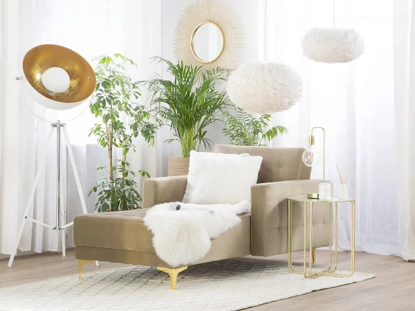Chaiselongue ABERDEEN Samt Sandbeige CH