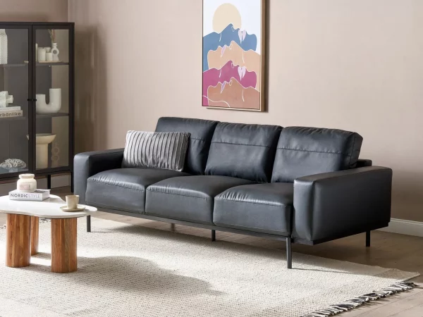 Sofa SOVIK, 3-seater, black PU DEF
