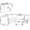 Sofá de canto modular 5 lugares com repousa-pés em tecido azul à direita UNSTAD