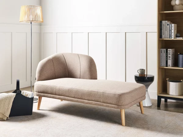 Chaise lounge TANLAY, light brown, fabric, left DEF