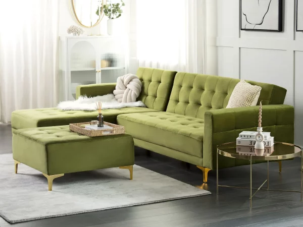 Corner sofa left/right hand ABERDEEN velvet green DEF