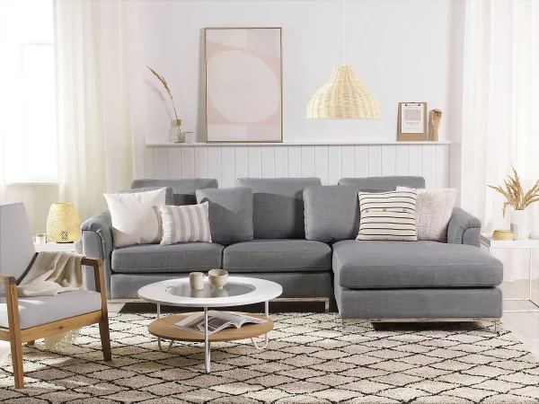Sofa Ecksofa OSLO L hellgrau ohne Ottomane CH