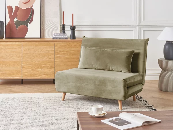 Sofa Bed SETTEN Velvet Olive Green DEF