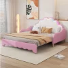 Cama de casal 140x200cm, sofá-cama com cabeceira e iluminação ambiente, completo com colchão, comando, rosa