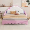 Cama de casal 140x200cm, sofá-cama com cabeceira e iluminação ambiente, completo com colchão, comando, rosa