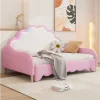 Cama de casal 140x200cm, sofá-cama com cabeceira e iluminação ambiente, completo com colchão, comando, rosa