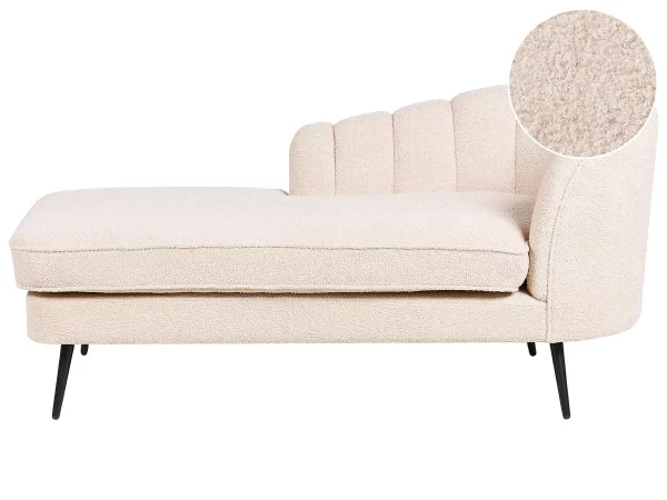 Right Hand Boucle Chaise Lounge ALLIER Beige DEF