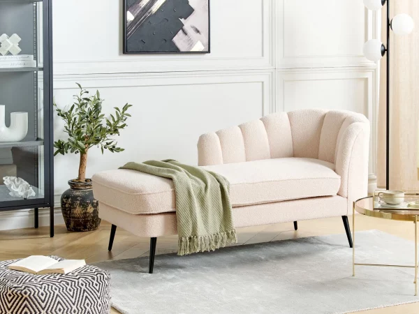 Right Hand Boucle Chaise Lounge ALLIER Beige DEF