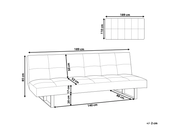 |Sofa DERBY small, brown, 189 cm DEF