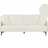 Sofá-cama de 3 lugares em tecido bouclé branco-creme LUCAN