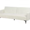 Sofá-cama de 3 lugares em tecido bouclé branco-creme LUCAN