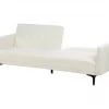 Sofá-cama de 3 lugares em tecido bouclé branco-creme LUCAN