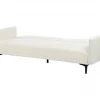 Sofá-cama de 3 lugares em tecido bouclé branco-creme LUCAN