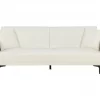Sofá-cama de 3 lugares em tecido bouclé branco-creme LUCAN