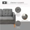 HOMCOM Sofá de 3 lugares acolchoado com 3 almofadas e apoios de braço Espaço de armazenamento Estilo moderno para sala de estar Quarto 166,5x62x82 cm cinza