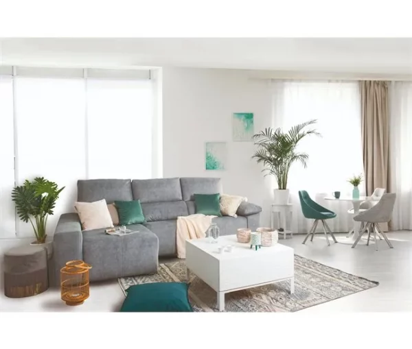 Chaise longue relaxe elétrico BALTIA esquerda 4 lugares cinza claro