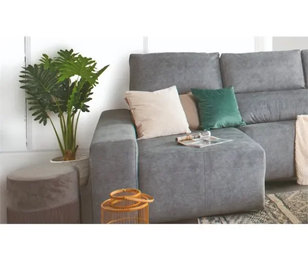 Chaise longue relaxe elétrico BALTIA esquerda 4 lugares cinza claro